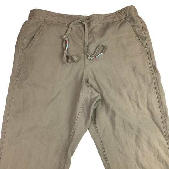 J.Crew Linen Blend Relaxed Fit Drawstring Pants Womens Large Tan - Picture 3 of 9